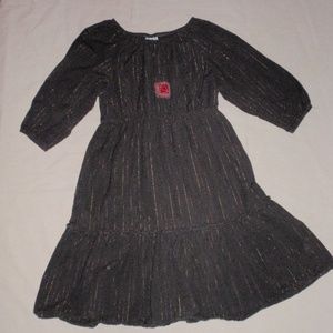 Mis-Tee-V-Us Girls Brown Gold Threads Long Sleeve Dress Sz 10 Mis Tee V us